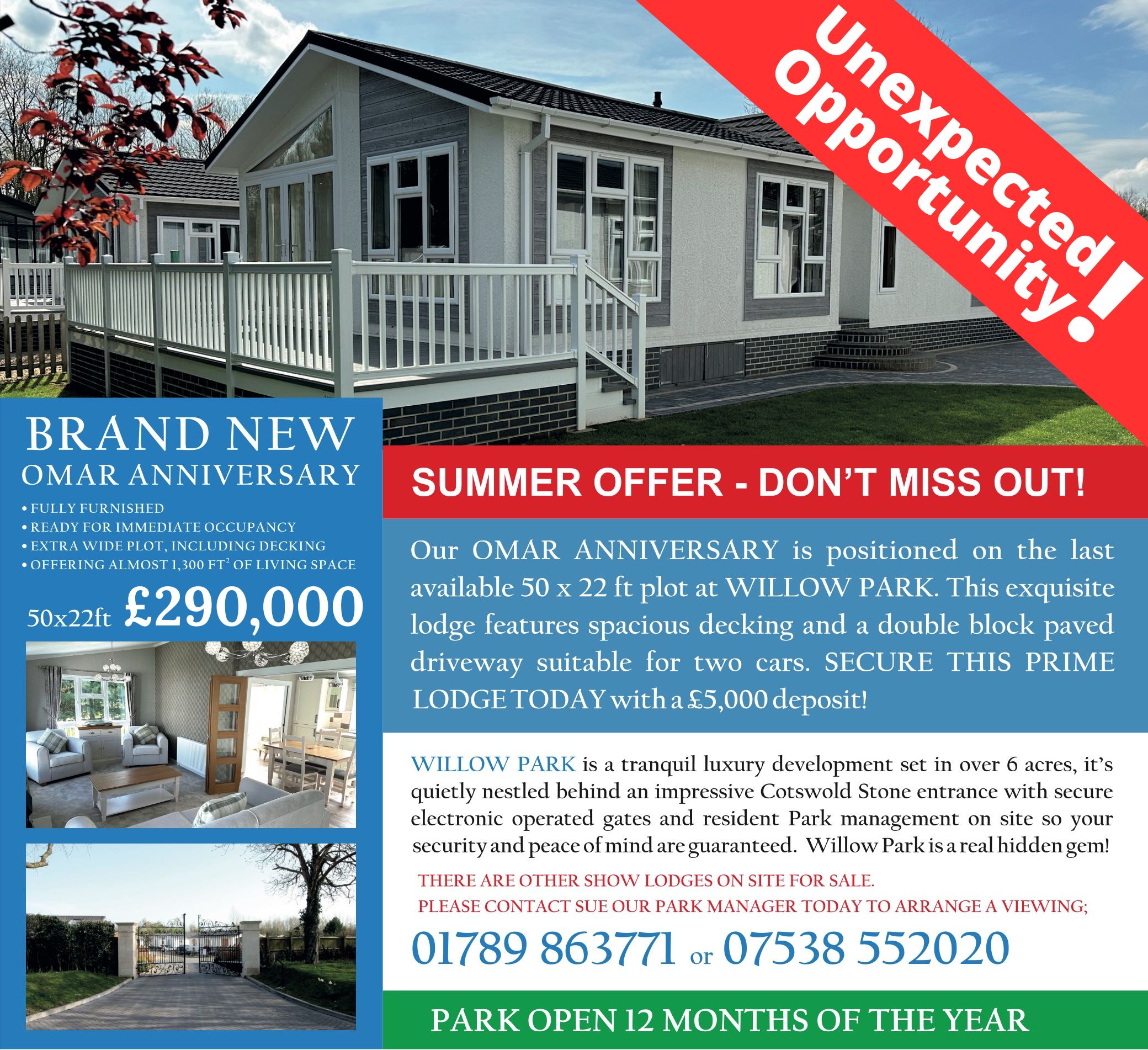 Luxury Lodges set in heart of Warwickshire neighbouring Stratford upon Avon